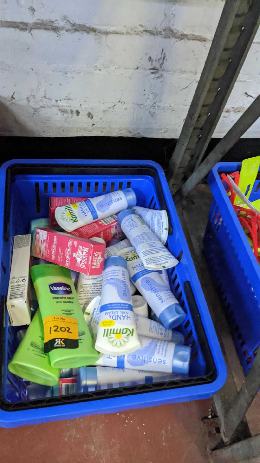 Contents of a crate of assorted toiletry products . IMPORTANT – DO NOT BID BEFORE READING THE