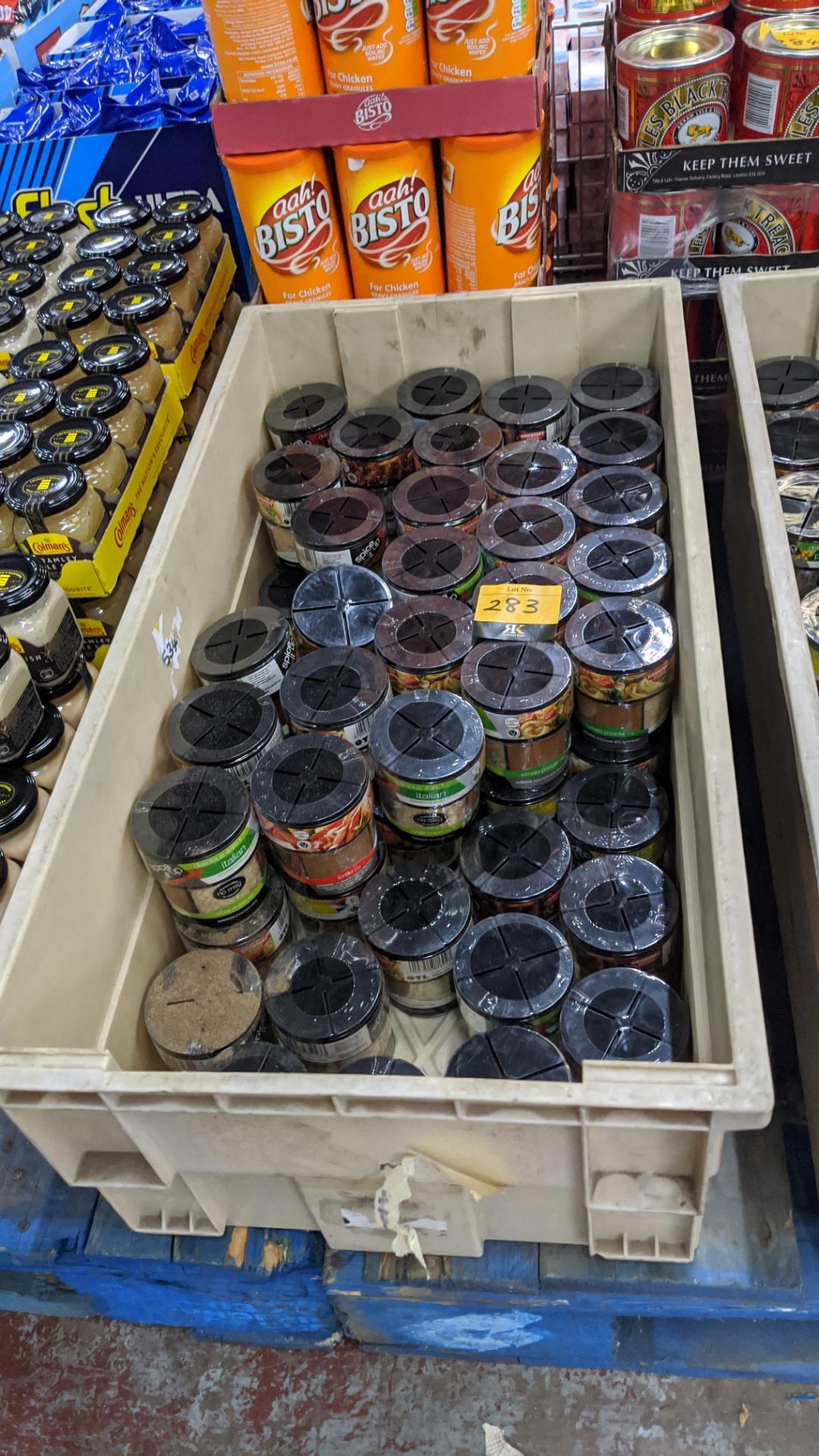 Contents of a crate of Gourmet Kitchen spice jars - crate excluded. IMPORTANT – DO NOT BID BEFORE