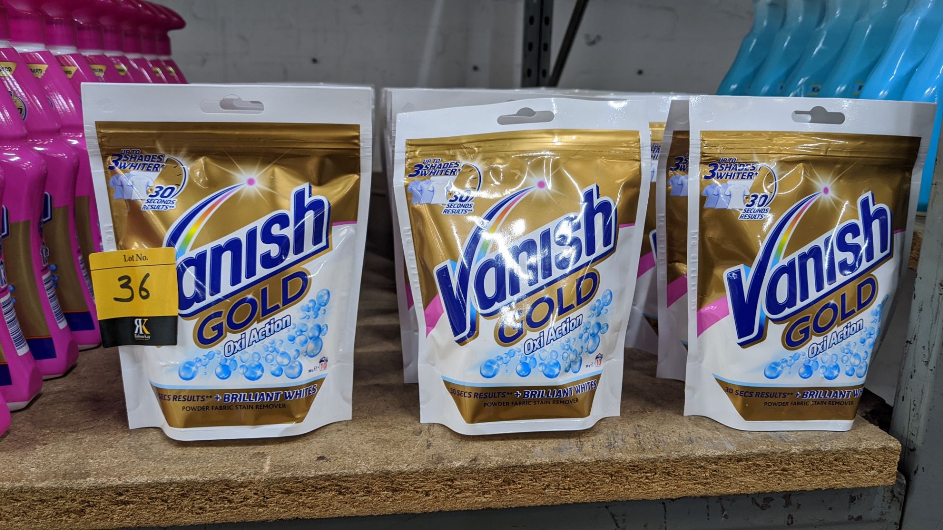 32 off 300g pouches of Vanish Gold OxiAction powder fabric stain remover. IMPORTANT – DO NOT BID
