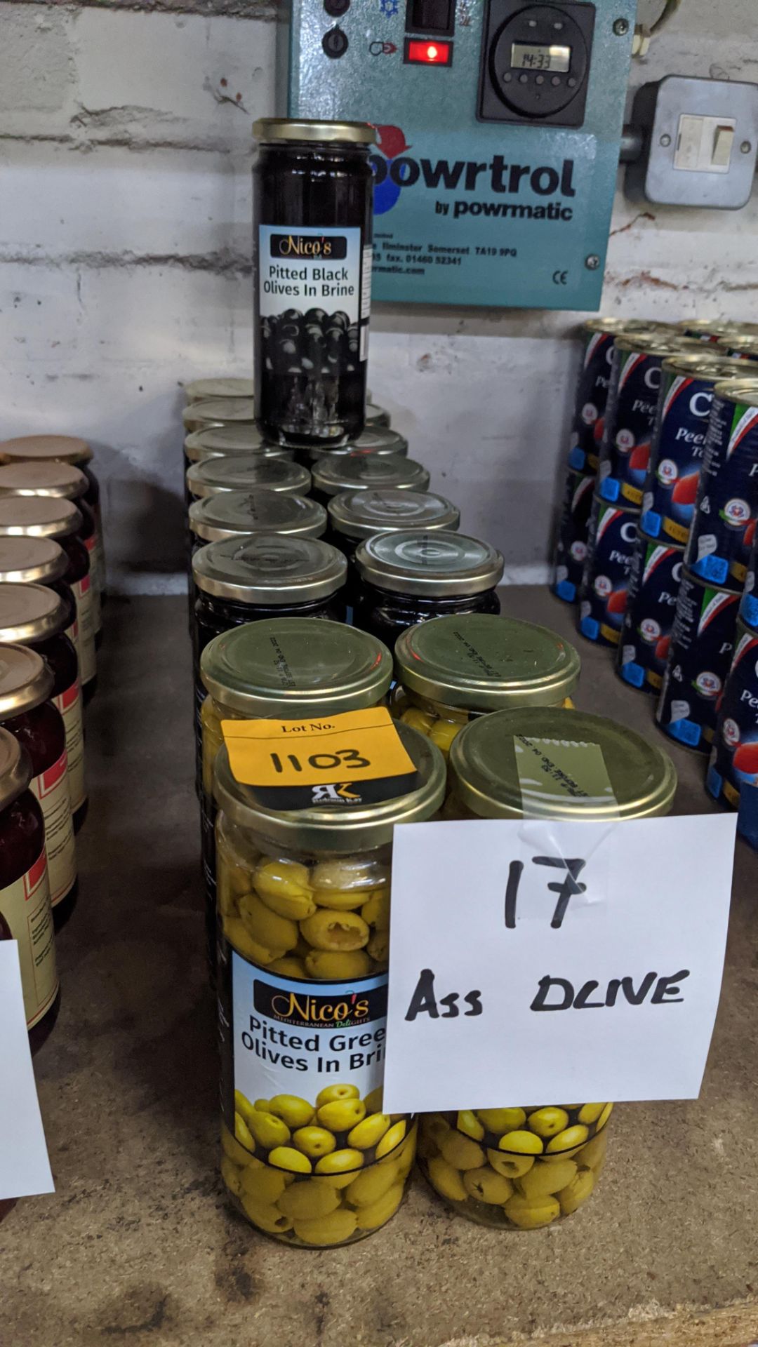 17 jars of assorted green & black pitted olives. IMPORTANT – DO NOT BID BEFORE READING THE IMPORTANT - Image 2 of 3