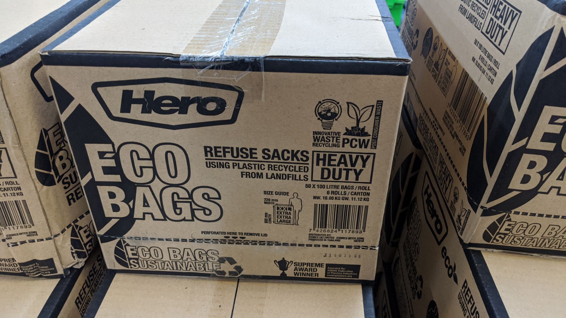 7 boxes of Hero Eco refuse sacks, each box containing 6 rolls. Each roll contains 50 off 100 litre - Image 2 of 2