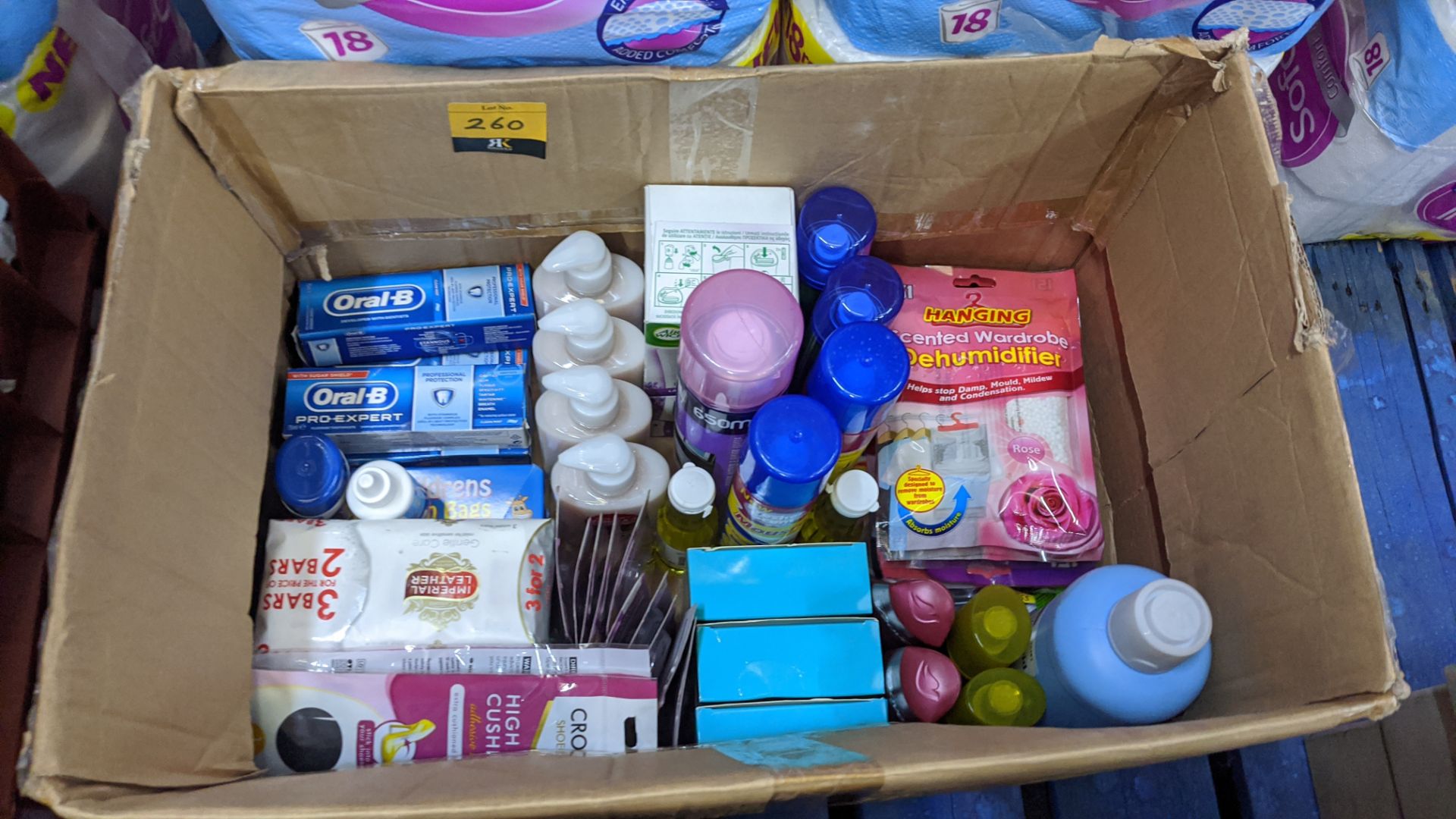 Box of assorted primarily toiletry related products. IMPORTANT – DO NOT BID BEFORE READING THE - Image 2 of 3