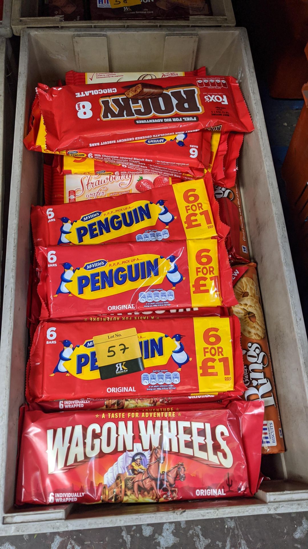 Contents of a crate of Penguin, Wagon Wheel, Ginger Ring & other biscuits - crate excluded. - Image 2 of 2