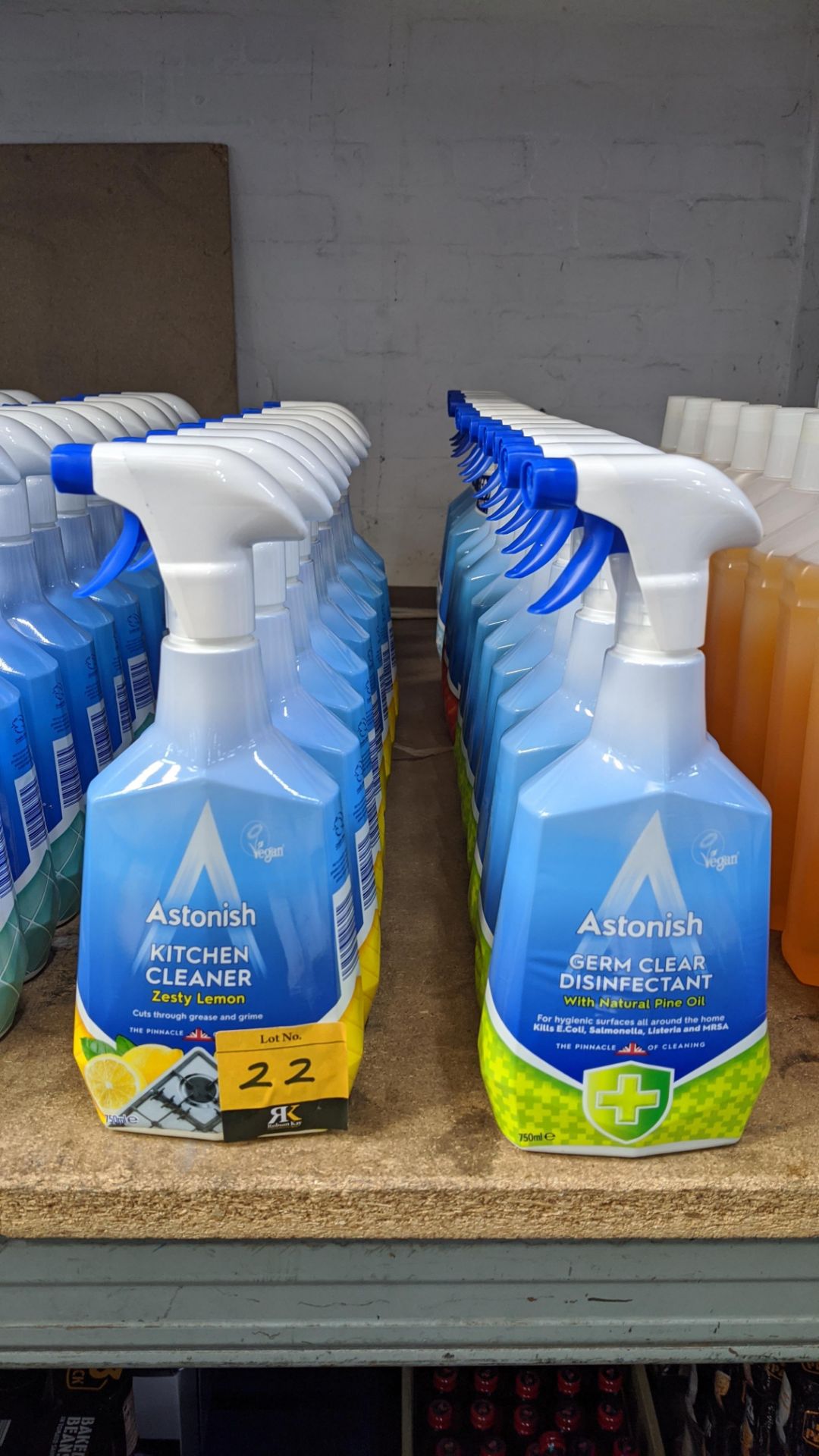 23 off 750ml bottles of Astonish kitchen cleaner & Germ Clear disinfectant. IMPORTANT – DO NOT BID