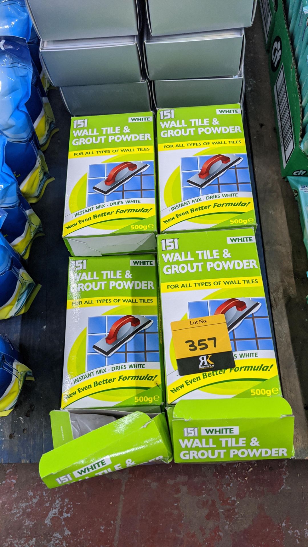 17 boxes of white 151 wall, tile & grout powder. IMPORTANT – DO NOT BID BEFORE READING THE IMPORTANT