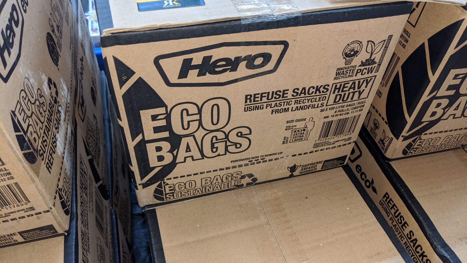 5 boxes of Hero Eco refuse sacks, each box containing 6 rolls. Each roll contains 50 off 100 litre - Image 2 of 2