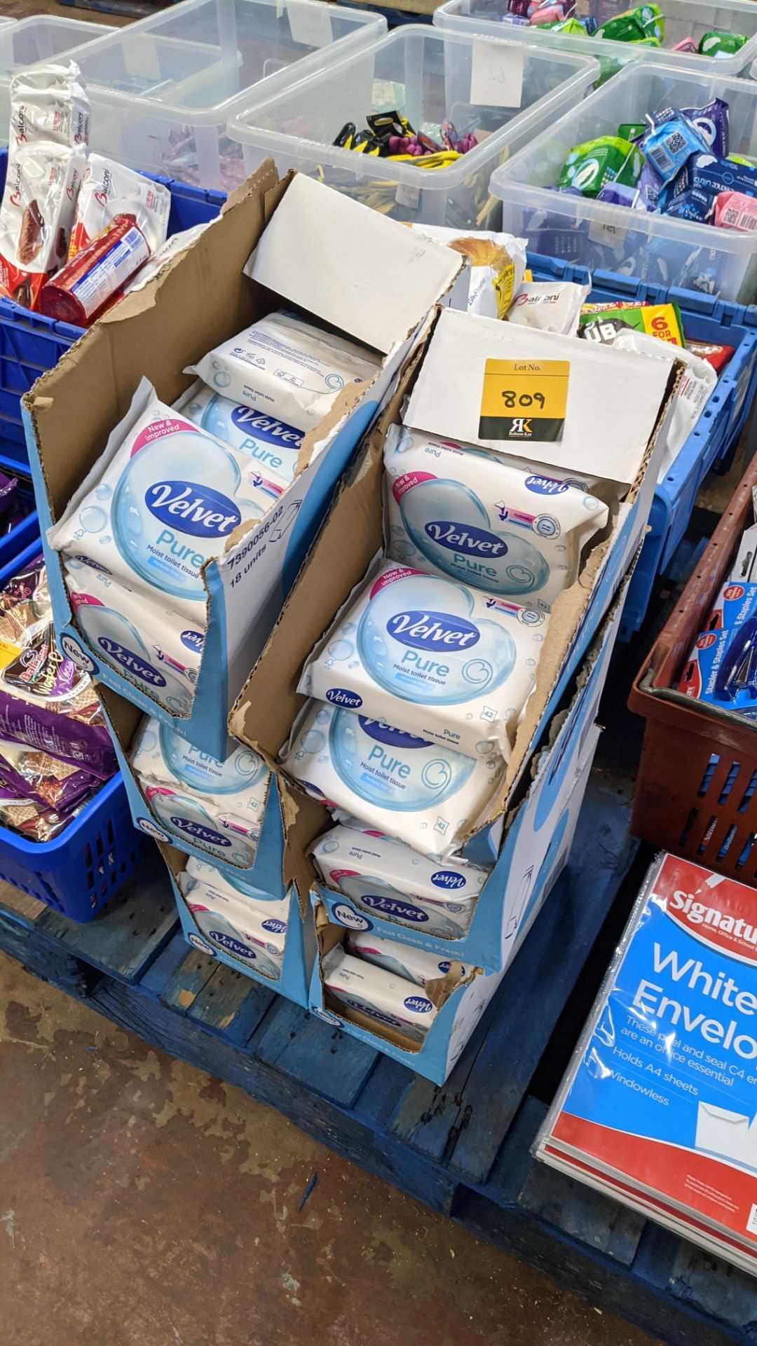 6 boxes & their contents of Velvet Pure moist toilet tissue. IMPORTANT – DO NOT BID BEFORE READING