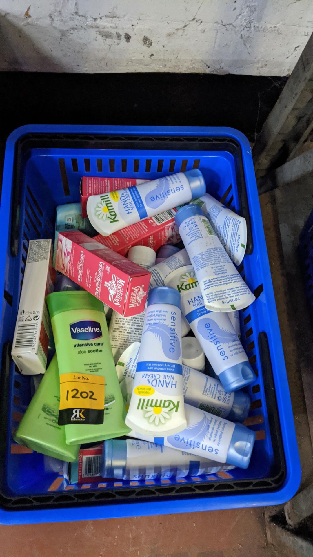 Contents of a crate of assorted toiletry products . IMPORTANT – DO NOT BID BEFORE READING THE - Image 2 of 2