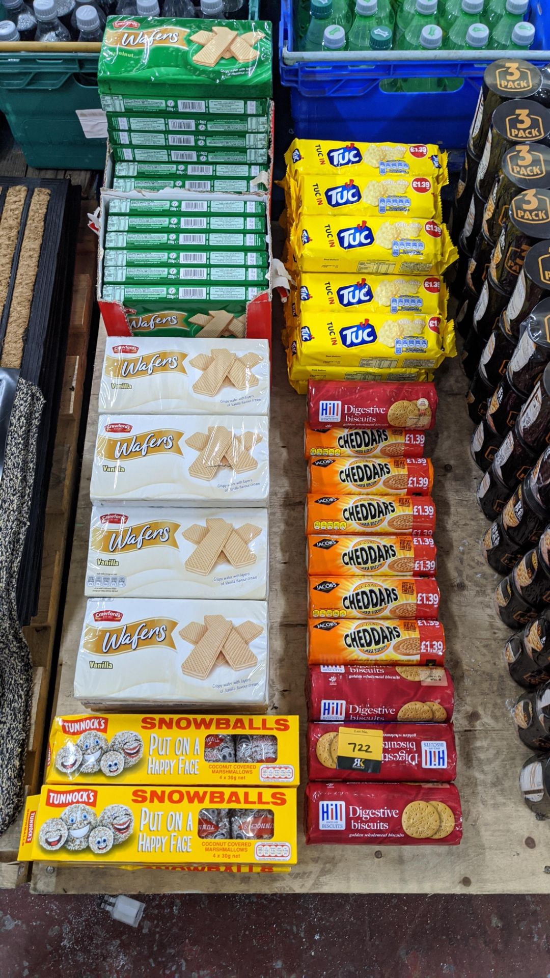 Double row of assorted biscuit & wafer products. IMPORTANT – DO NOT BID BEFORE READING THE IMPORTANT - Image 2 of 2