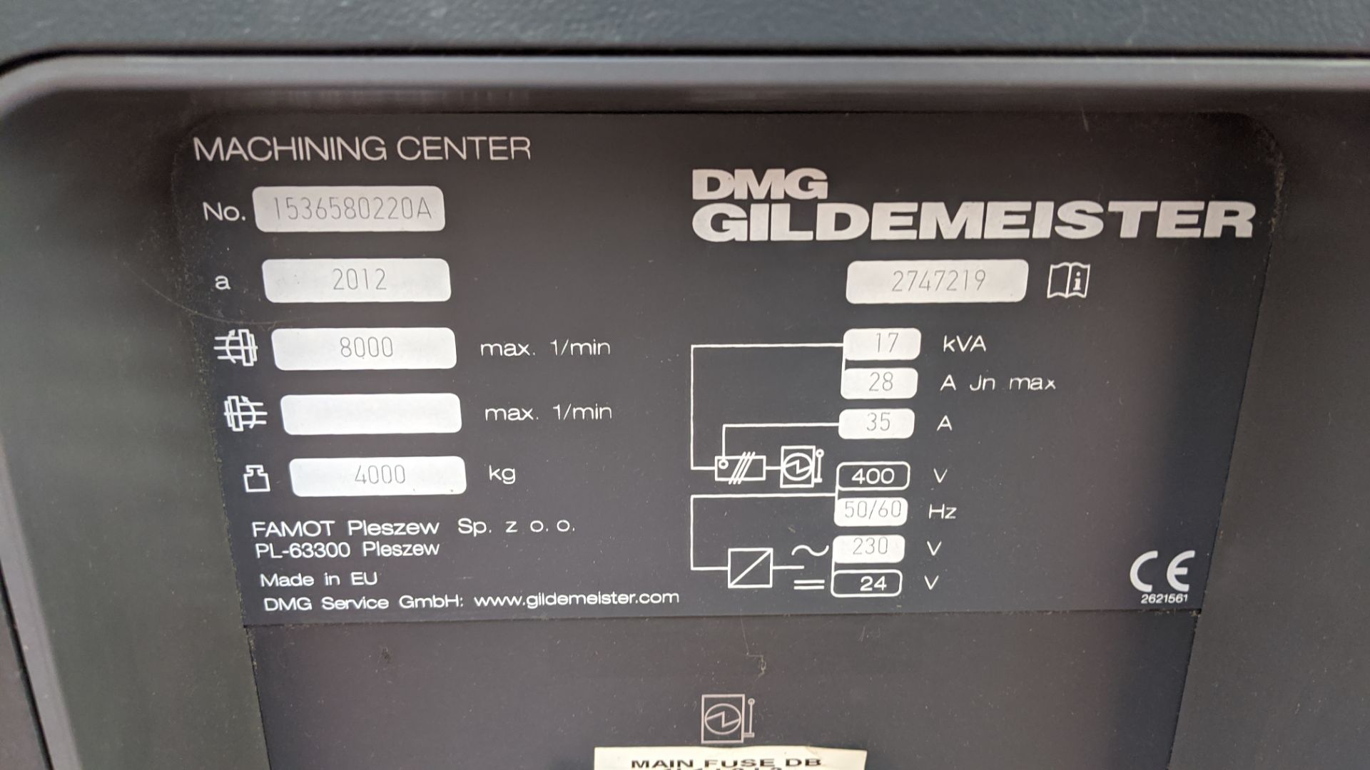 2012 DMG Gildemeister DMU 50 Ecoline Eco 5-axis milling machining centre with Siemens DMG control - Image 18 of 19