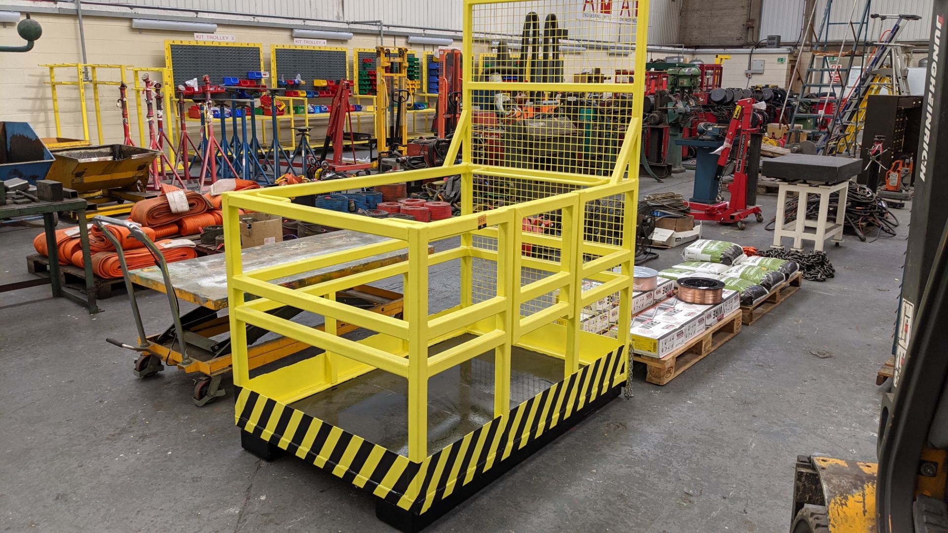 Large forklift truck inspection cage, incorporating lockable door - Image 3 of 6