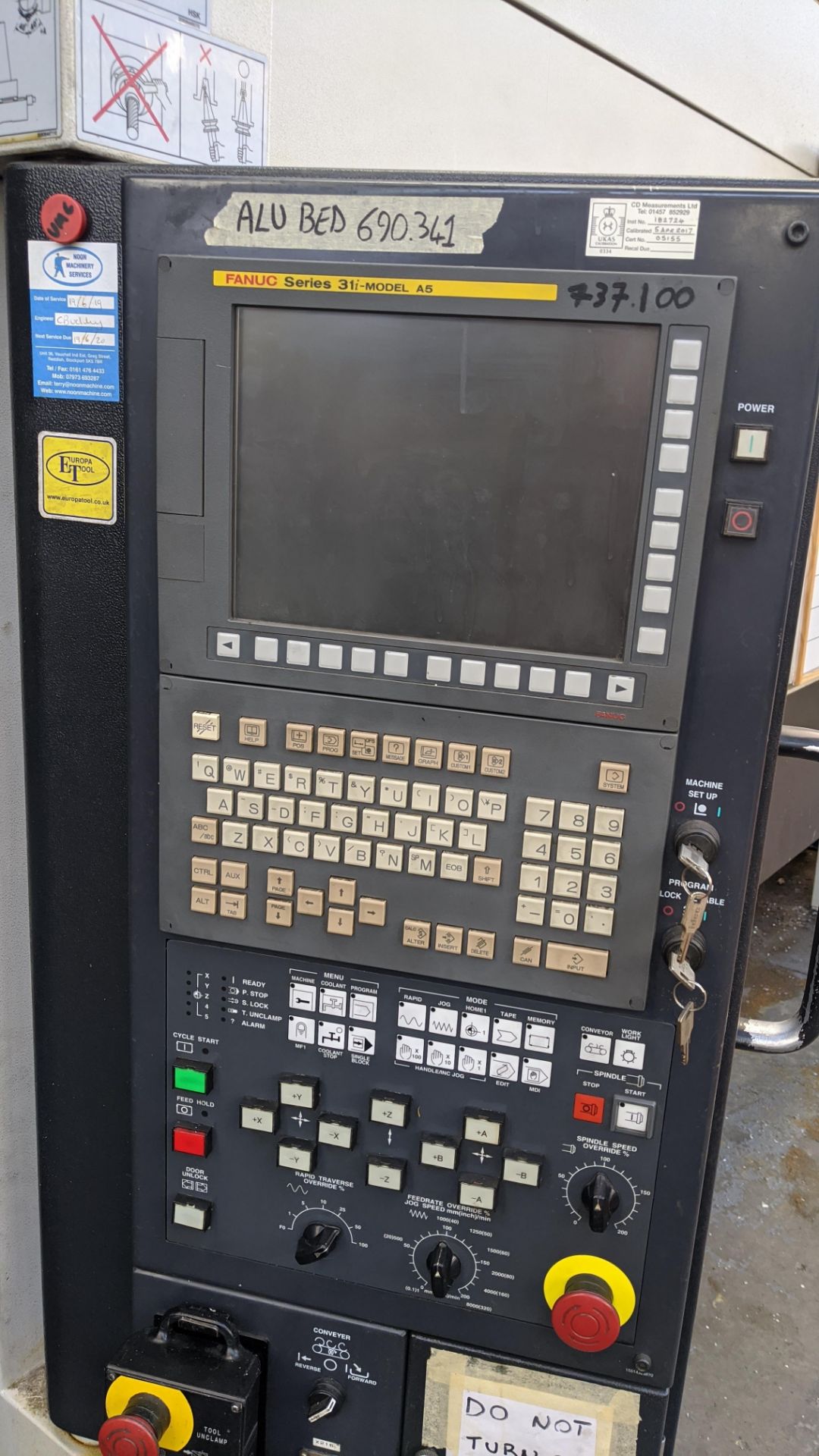 2006 Mazak Vortex 815/120-ii 5-axis CNC machining centre, serial no. 182724. Fanuc control panel. - Image 14 of 38