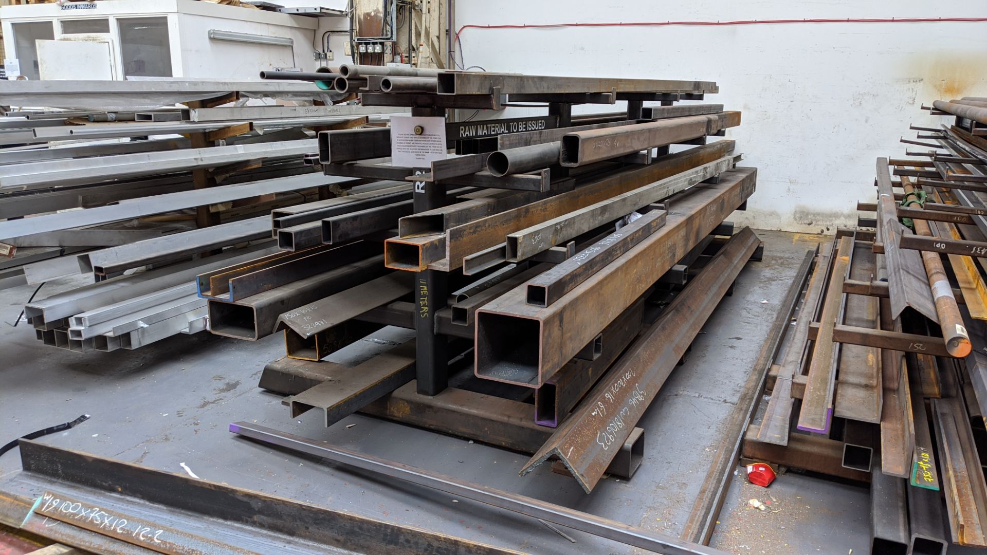 Huge quantity of metal bar, rod & other stock comprising 3 very heavy-duty Christmas tree racks & - Image 8 of 22