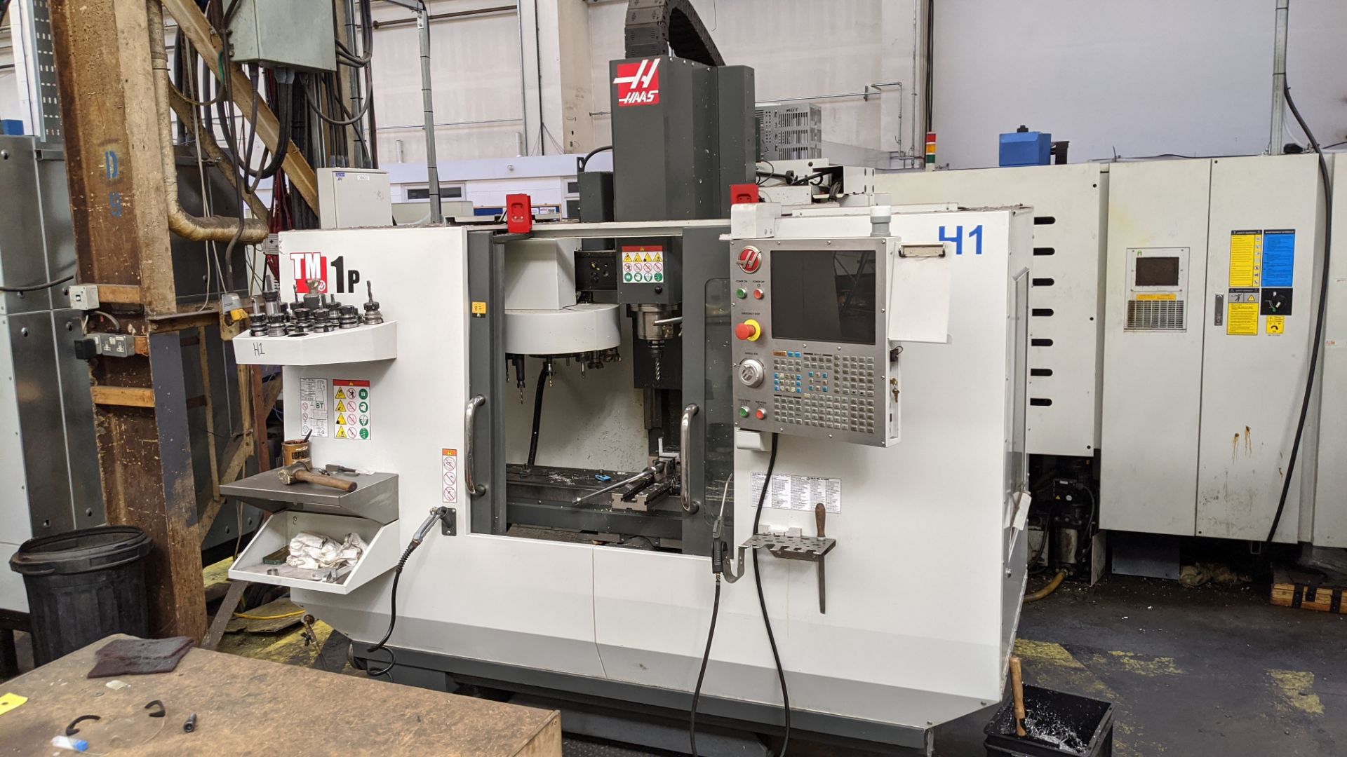 2017 Haas model TM-1P CNC machining centre, serial no. 1136225. Incorporating swing-out controls.