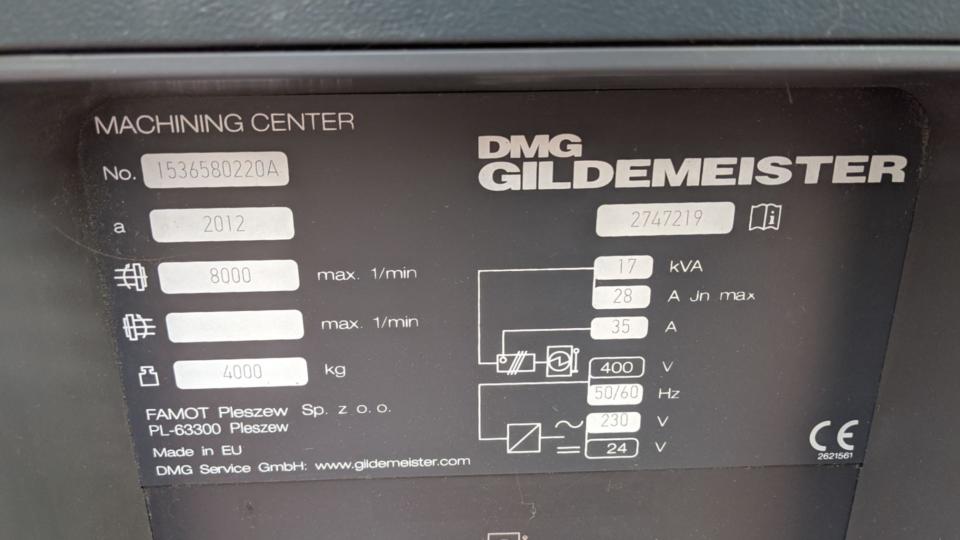 2012 DMG Gildemeister DMU 50 Ecoline Eco 5-axis milling machining centre with Siemens DMG control - Image 19 of 19