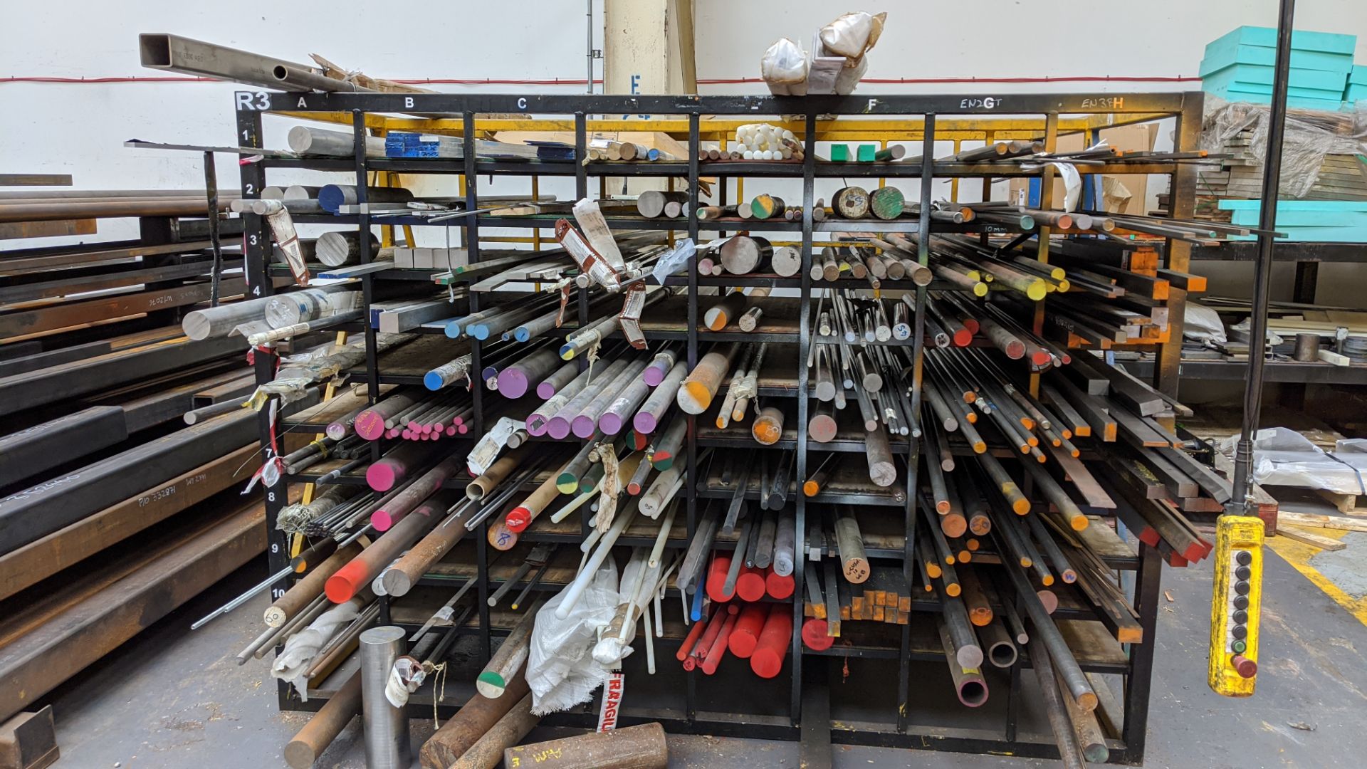 Huge quantity of metal bar, rod & other stock comprising 3 very heavy-duty Christmas tree racks & - Image 13 of 22