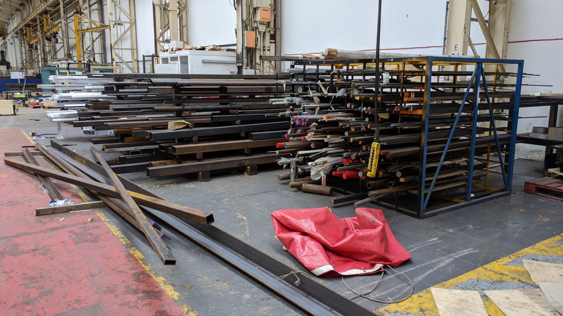 Huge quantity of metal bar, rod & other stock comprising 3 very heavy-duty Christmas tree racks & - Image 22 of 22