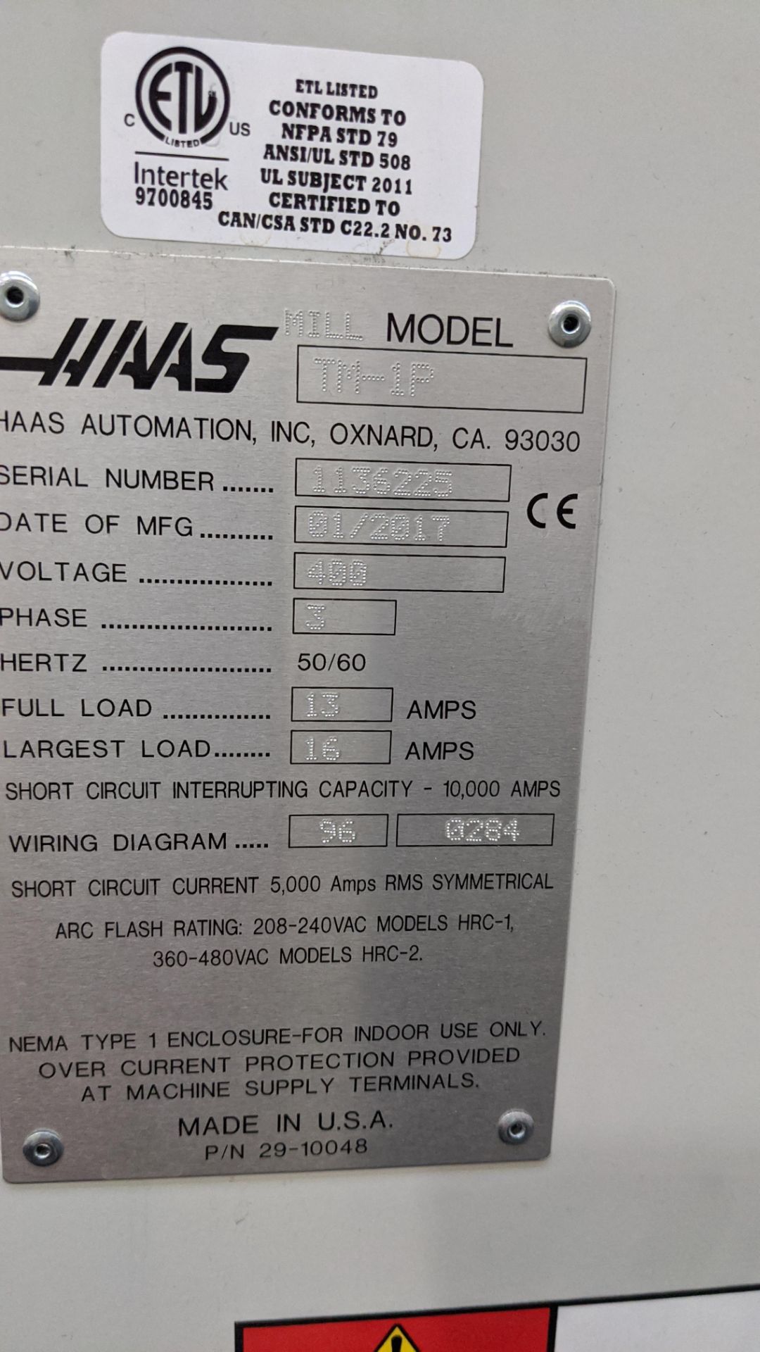 2017 Haas model TM-1P CNC machining centre, serial no. 1136225. Incorporating swing-out controls. - Image 18 of 24