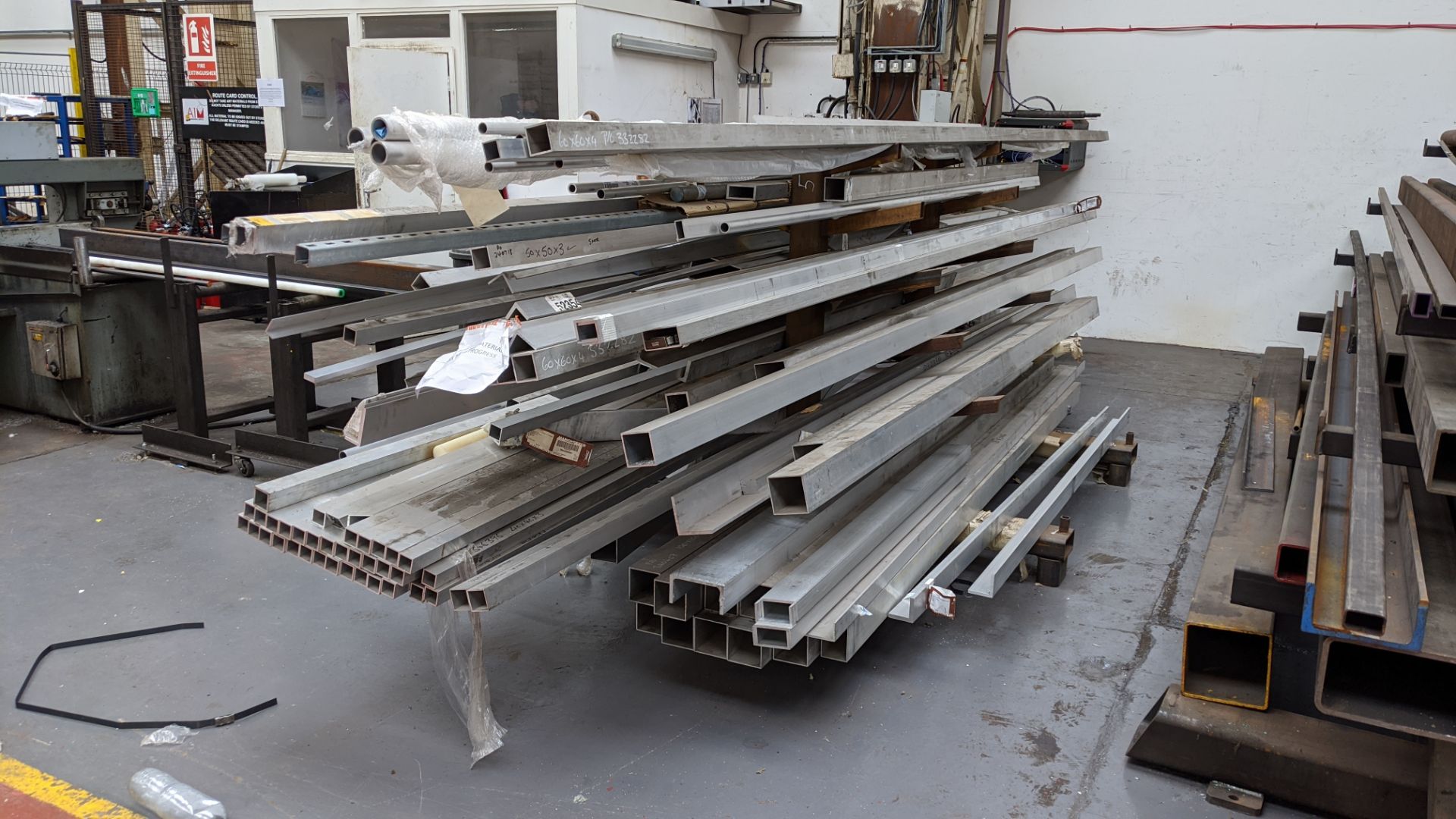 Huge quantity of metal bar, rod & other stock comprising 3 very heavy-duty Christmas tree racks & - Image 5 of 22
