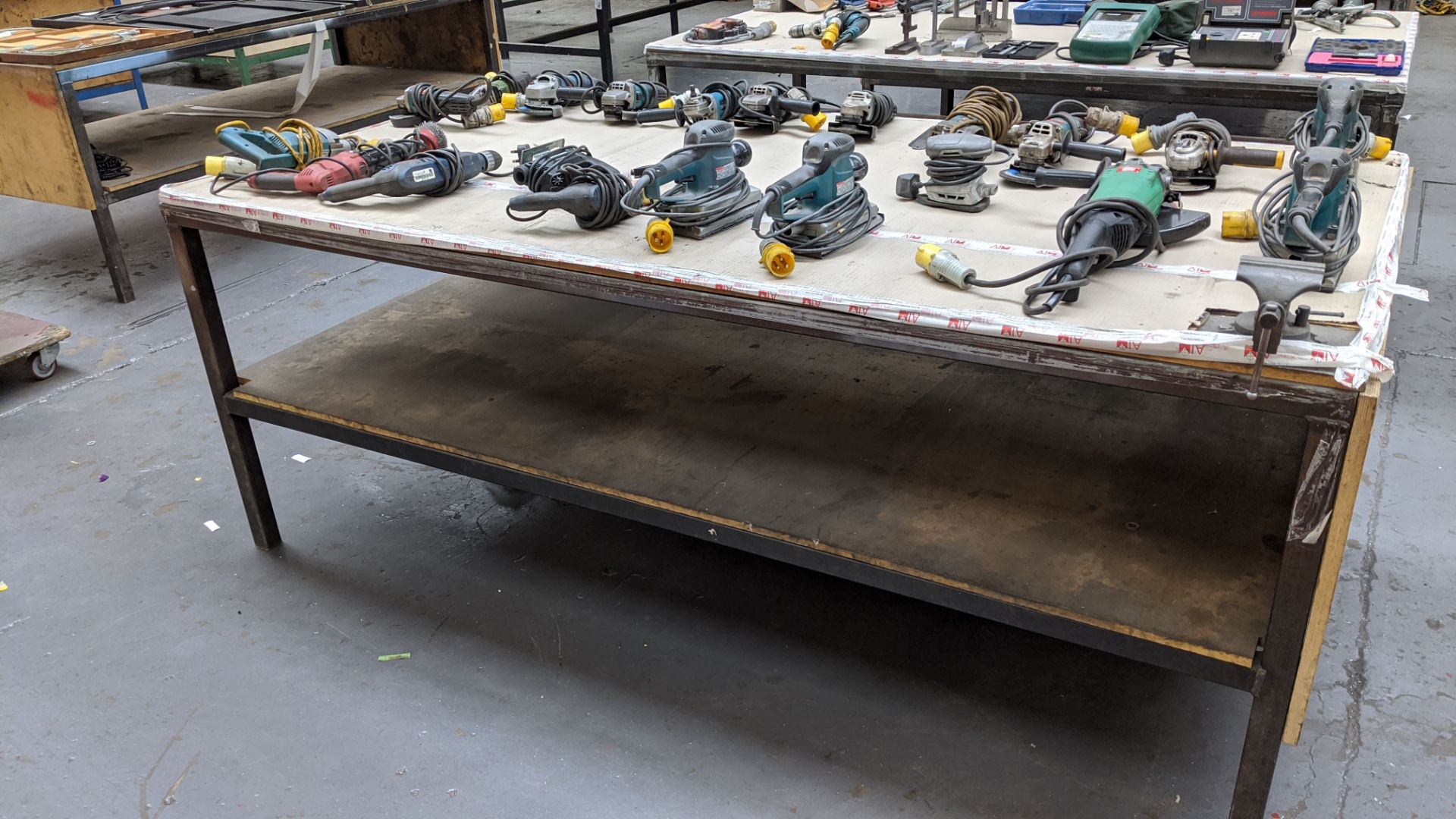 Table & contents of power tools, mostly 110v, including angle grinders, sanders & drills. Approx. 21 - Image 11 of 11