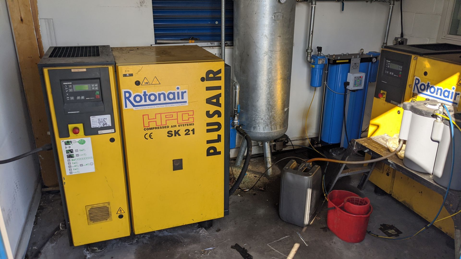 Contents of the compressor house comprising 2 off 2005 HPC Plusair model SK21 compressors plus