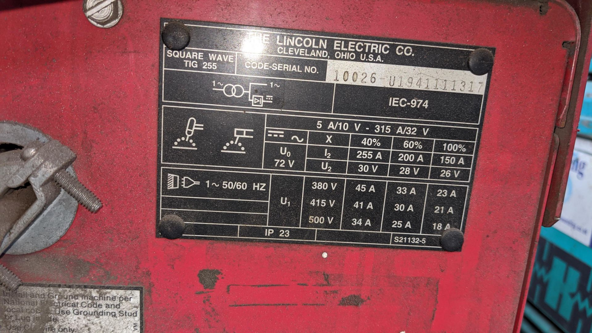 Lincoln Electric Square Wave TIG 255 welder plus feeder unit located on top of same as pictured - Image 5 of 7