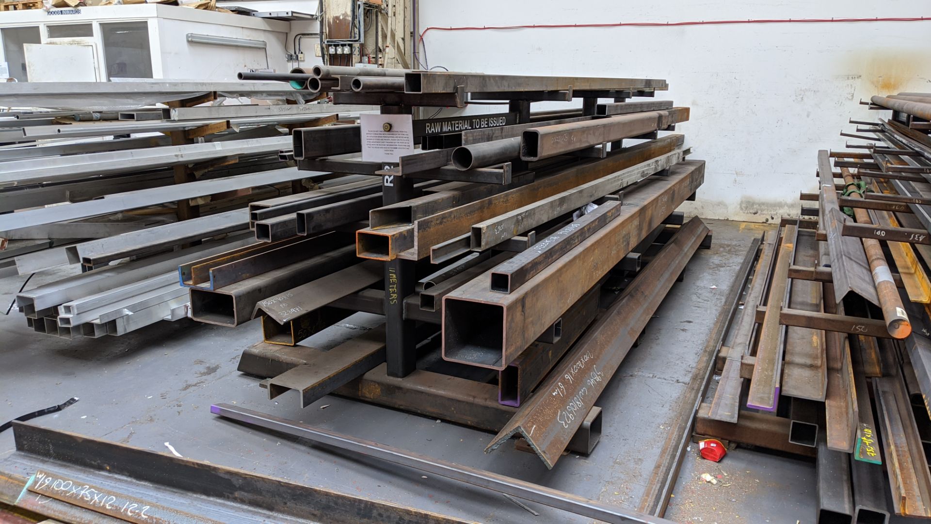 Huge quantity of metal bar, rod & other stock comprising 3 very heavy-duty Christmas tree racks & - Image 7 of 22