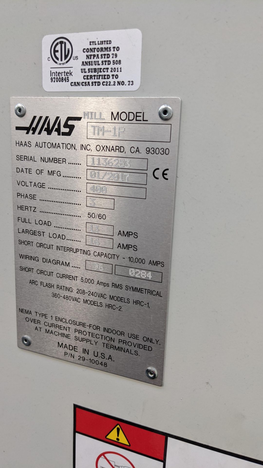 2017 Haas model TM-1P CNC machining centre, serial no. 1136253. Incorporating swing-out controls. - Image 19 of 25