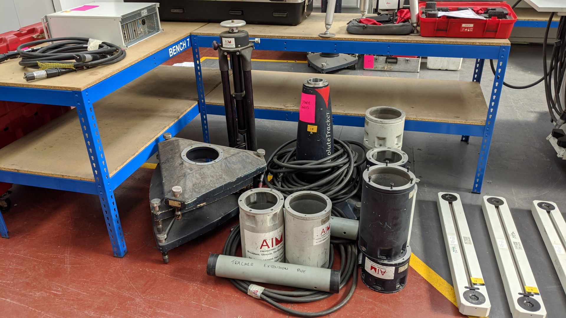 Quantity of laser tracker related stands, extension pipes, bases & cables as pictured - Image 3 of 9