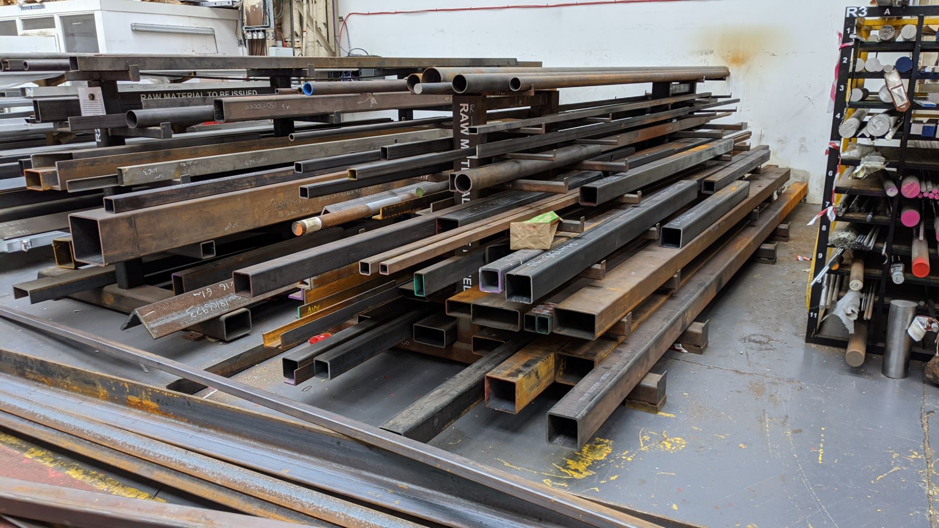 Huge quantity of metal bar, rod & other stock comprising 3 very heavy-duty Christmas tree racks & - Image 10 of 22