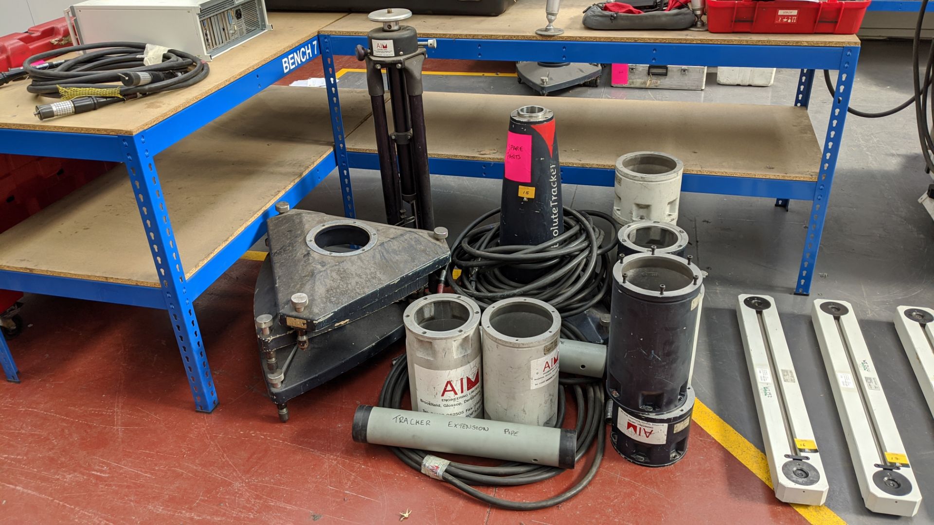 Quantity of laser tracker related stands, extension pipes, bases & cables as pictured - Image 2 of 9