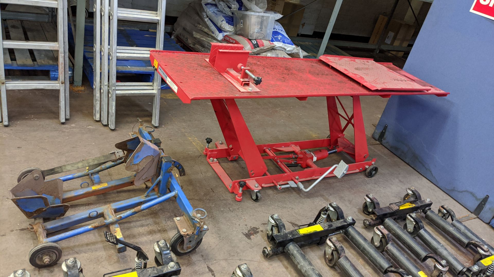Motorbike lifting platform, 1000lb/454kg capacity plus wheel clamp trolley. Lots 22 - 53 are all - Image 5 of 6