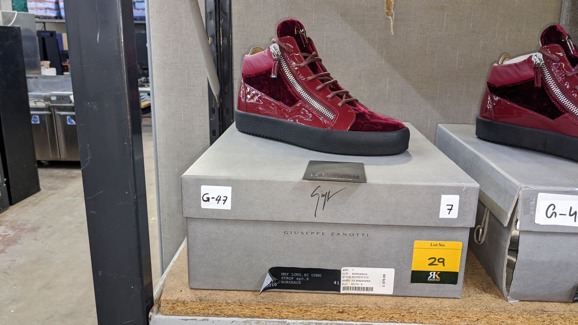 Pair of Giuseppe Zanotti High Top trainers, product code RU70010 colour Bordeaux (red) size EU41/