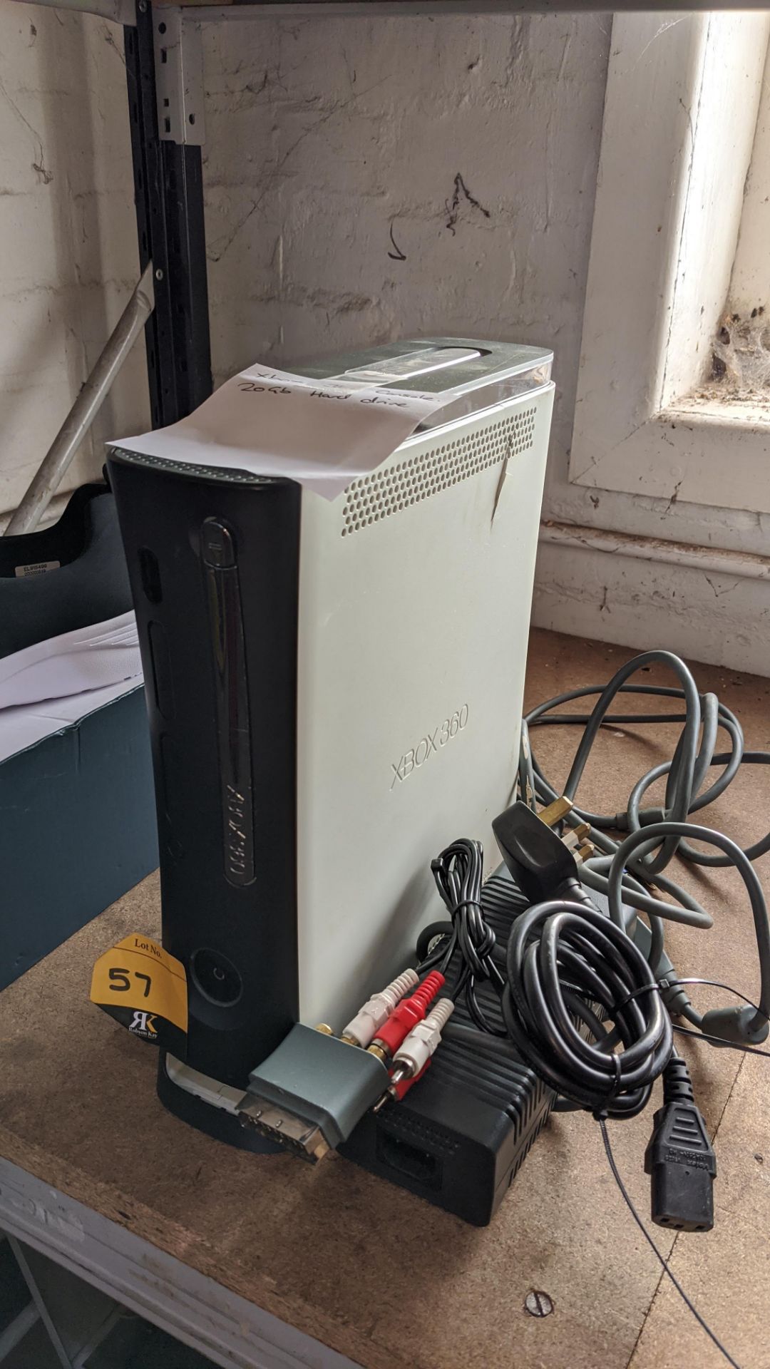 Xbox 360 games console, with 20Gb hard drive, including power pack & cables as pictured. - Image 5 of 5