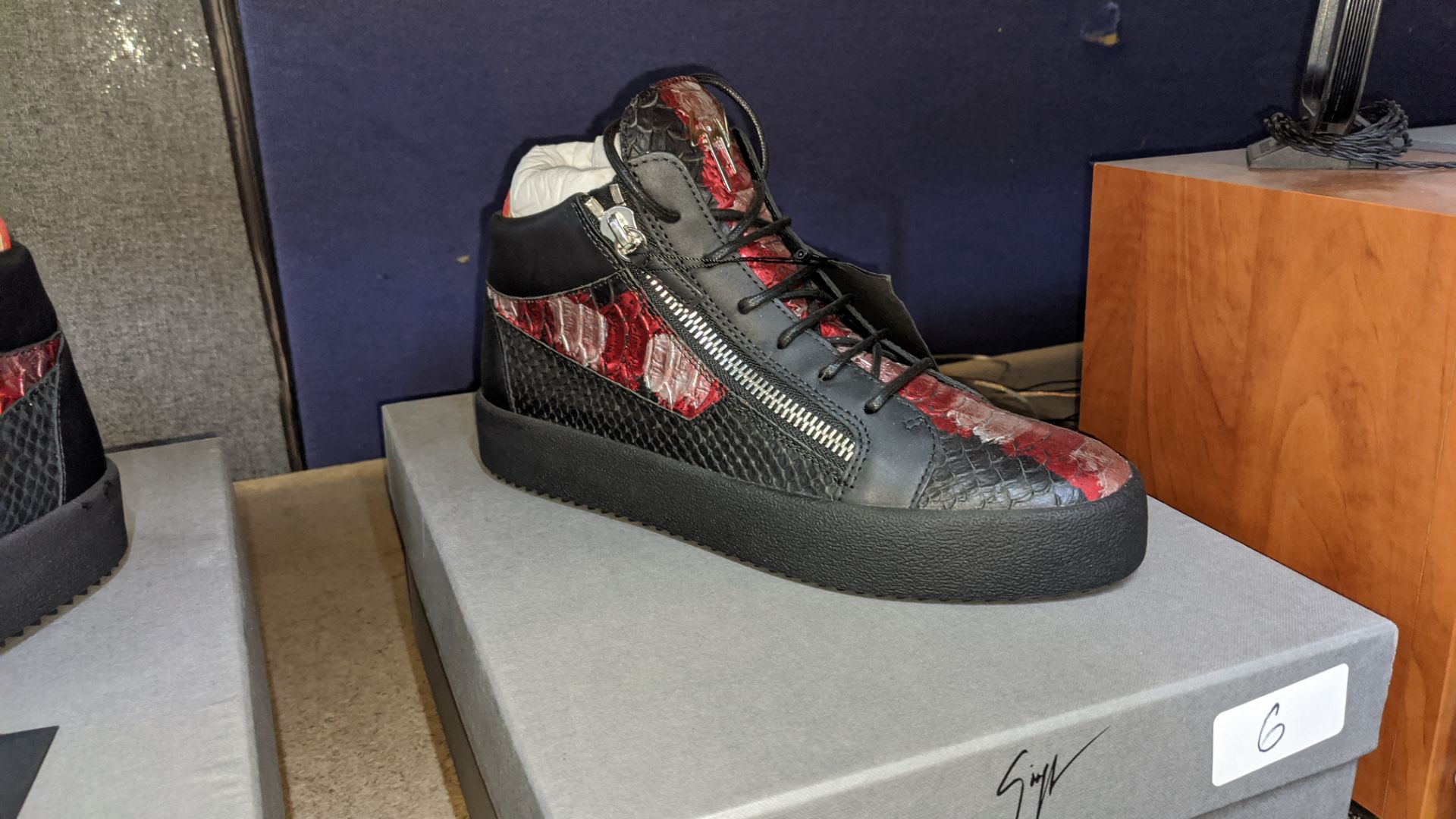 Pair of Giuseppe Zanotti trainers, product code RU70009 colour Nero/Rosso Kriss (Black & Red scales) - Image 3 of 6