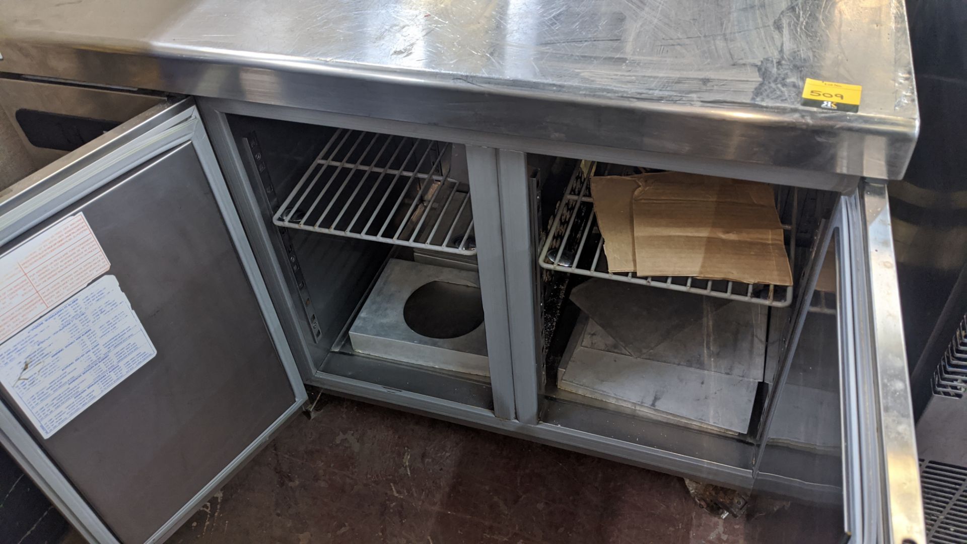 Stainless steel refrigerated twin door mobile prep cabinet. IMPORTANT: This auction is strictly - Image 3 of 3