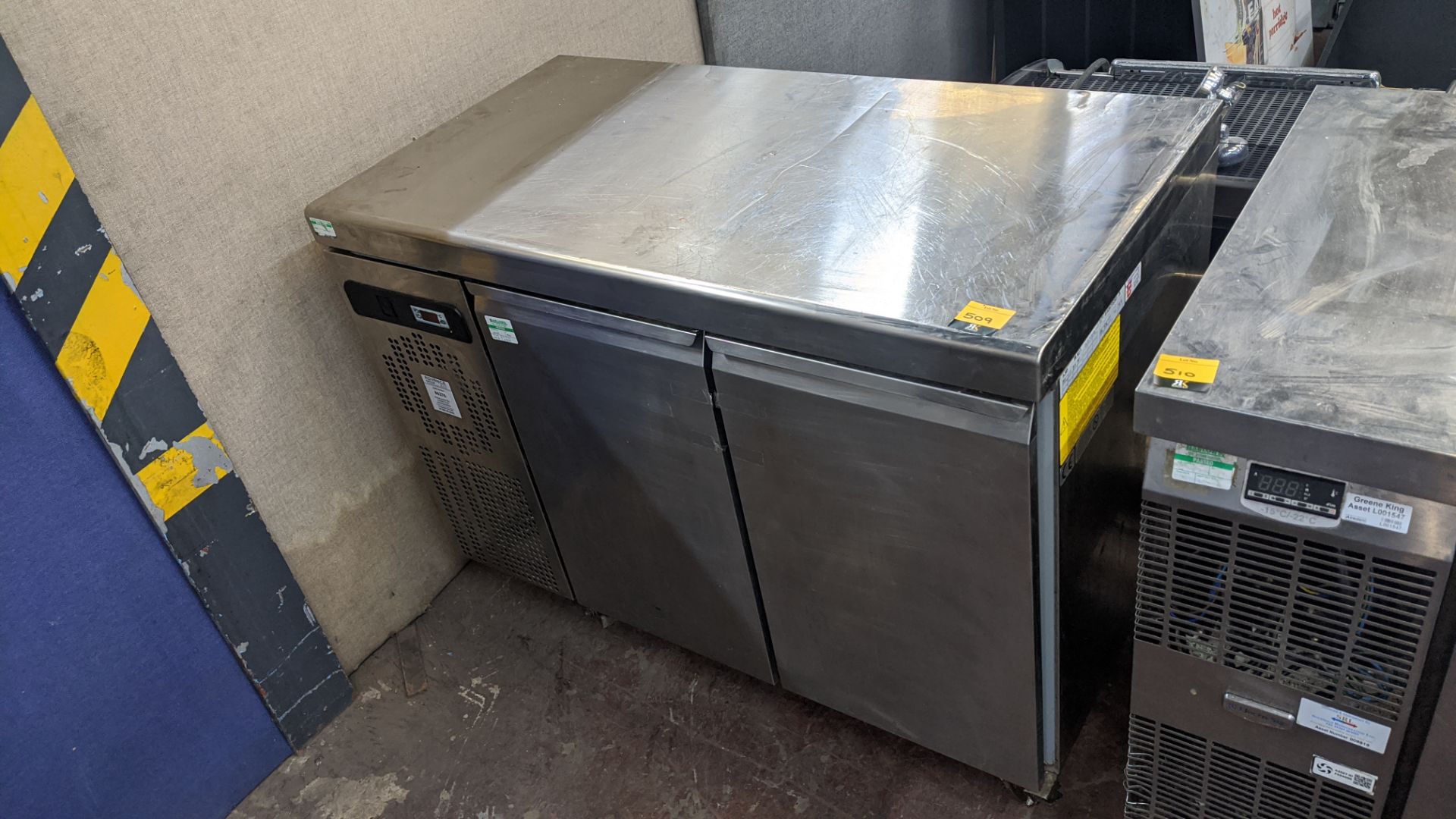 Stainless steel refrigerated twin door mobile prep cabinet. IMPORTANT: This auction is strictly - Image 2 of 3