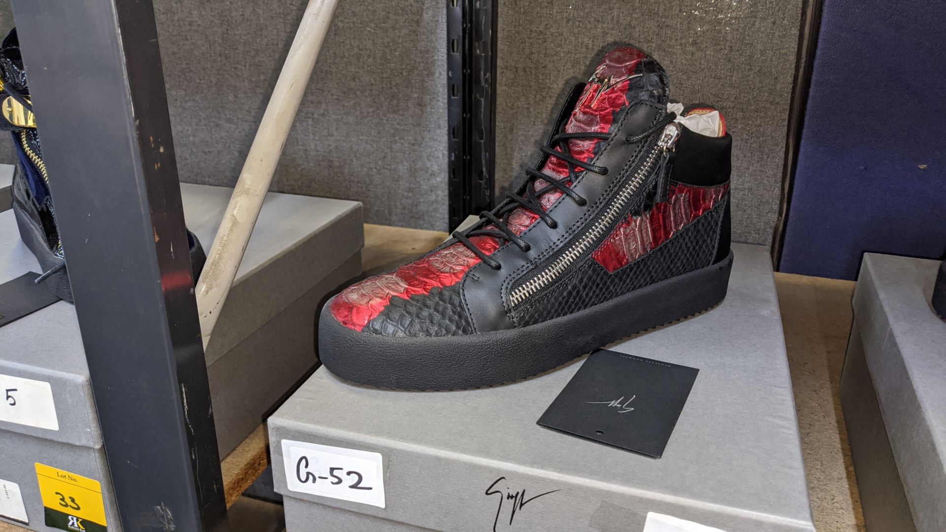 Pair of Giuseppe Zanotti trainers, product code RU70009 colour Nero/Rosso Kriss (Black & Red scales) - Image 4 of 5