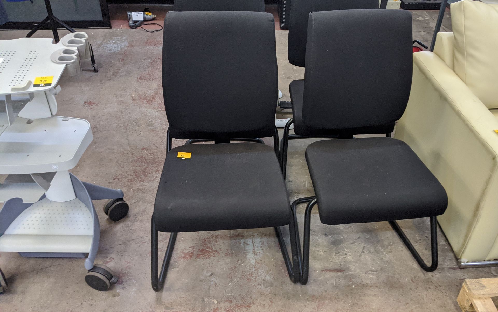 4 off black upholstered cantilever frame visitor's chairs. IMPORTANT: This auction is strictly - Image 4 of 6