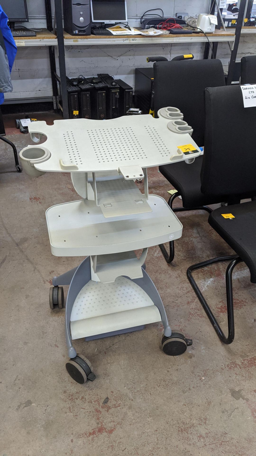 Metal heavy duty medical equipment trolley. IMPORTANT: This auction is strictly subject to a two day