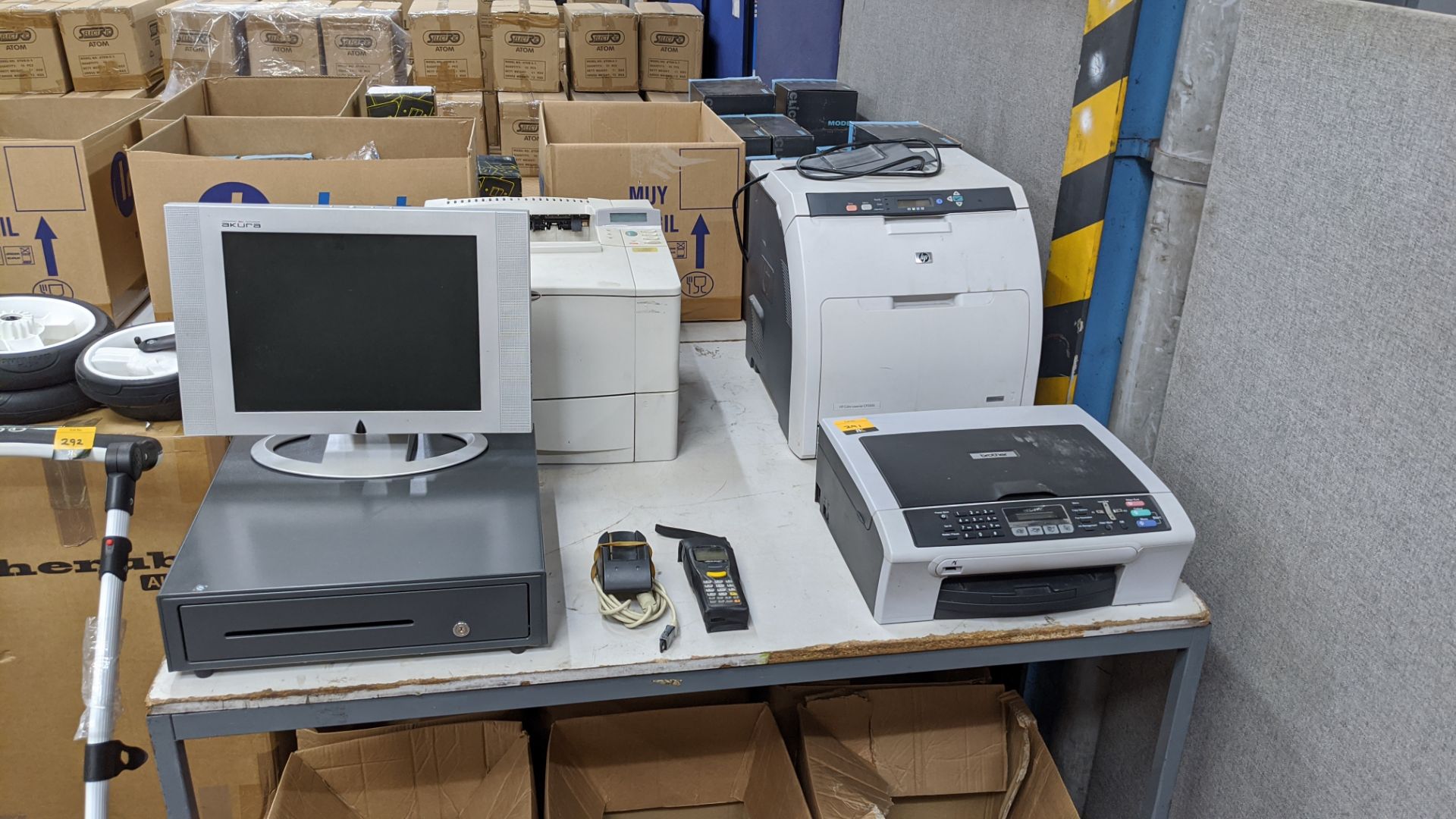 Quantity of IT equipment comprising 2 off assorted HP LaserJet printers, Brother inkjet printer,