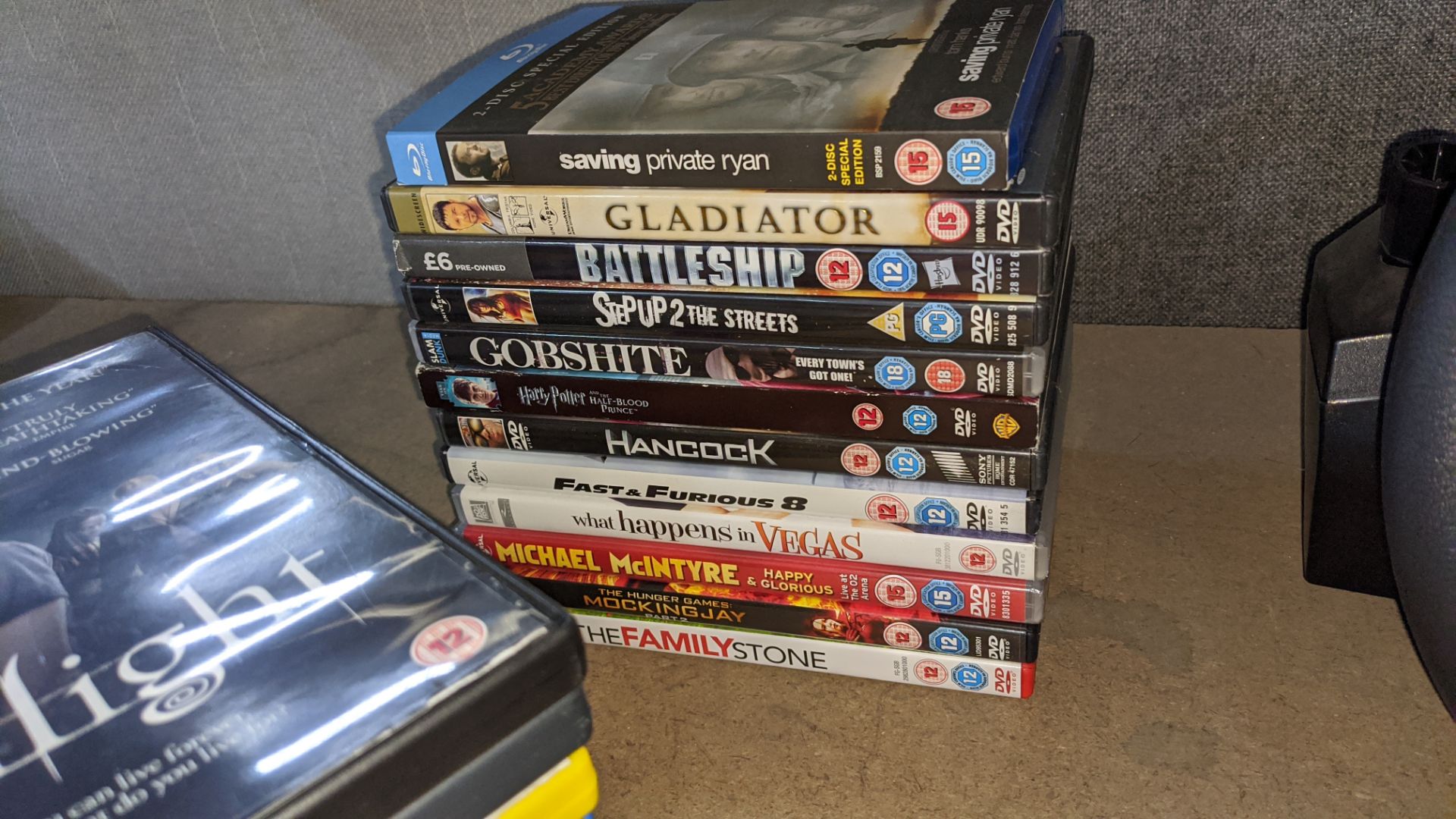 Mixed lot comprising approximately 30 assorted DVDs plus 3 off gaming steering wheel and pedal - Image 5 of 8