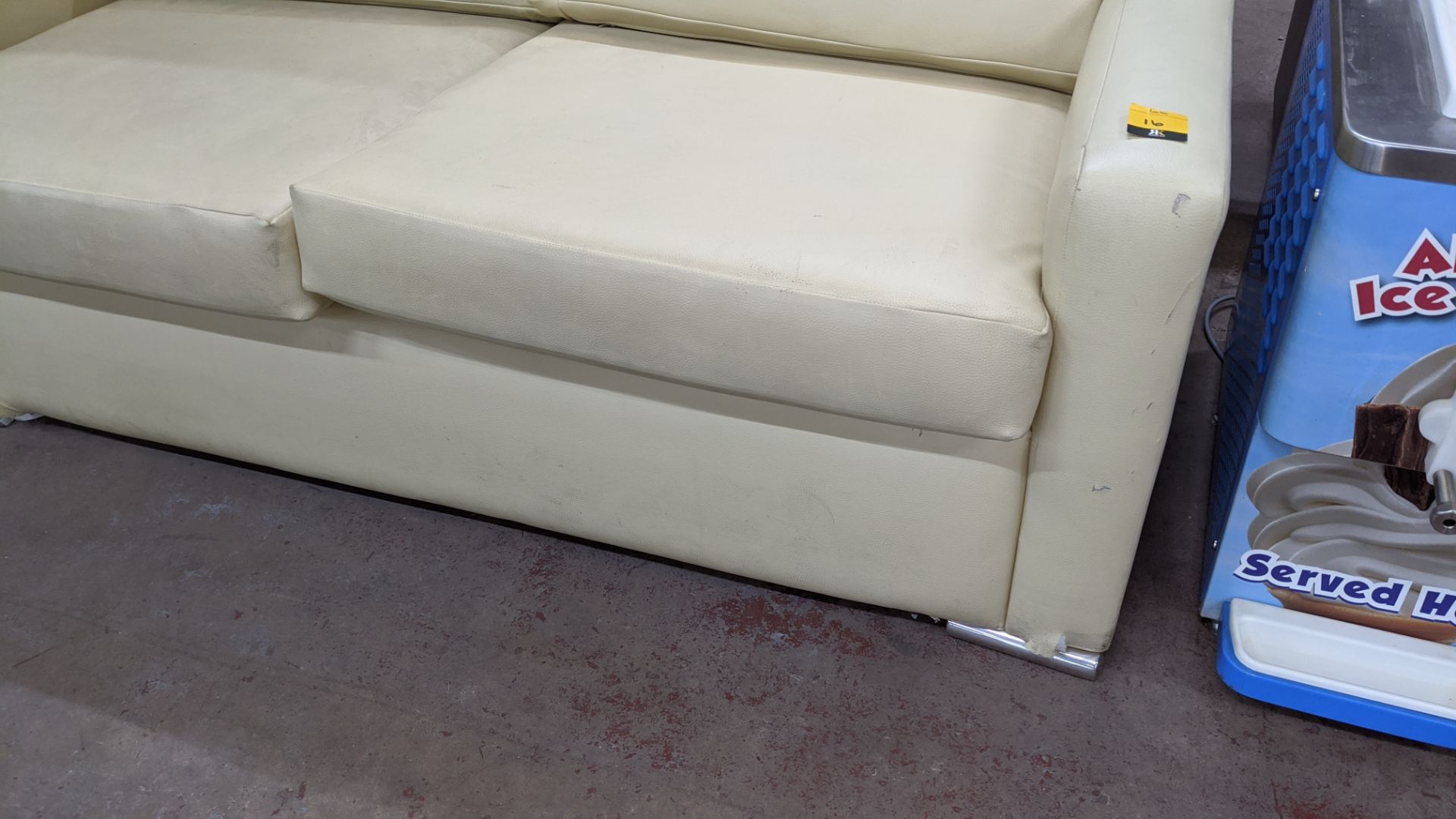 Cream leather look sofa IMPORTANT: You must not bid unless you can pay and collect within 2 days - Image 7 of 7