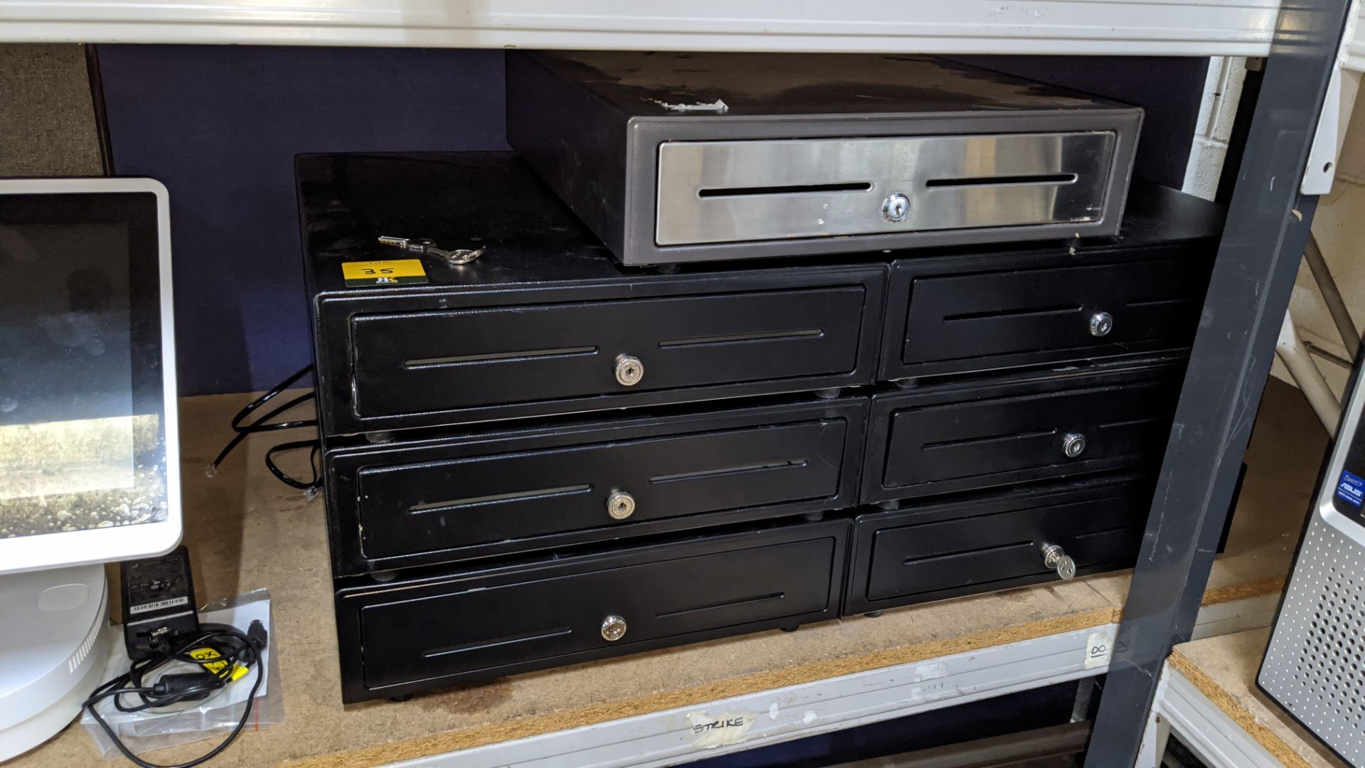 7 assorted cash drawers Lots 35 - 49 consist of the residual assets from an EPOS retailer/