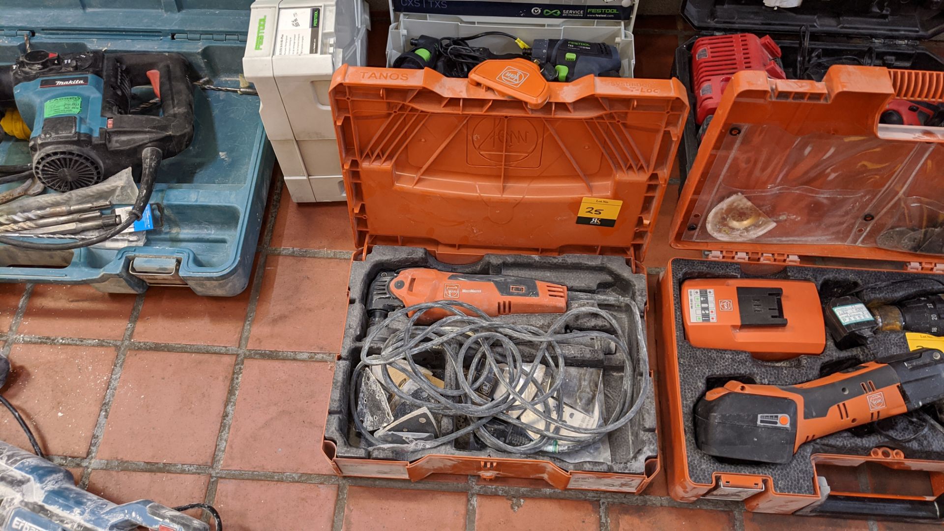 Fein Multimaster power tool with case & quantity of consumables Lots 1 to 39 comprise the total