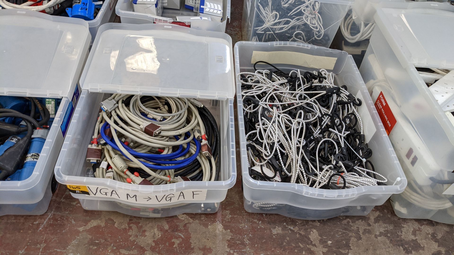 4 crates & their contents of VGA cables, elasticated tie down straps, Beyer windsocks & more Lots 51 - Image 2 of 3