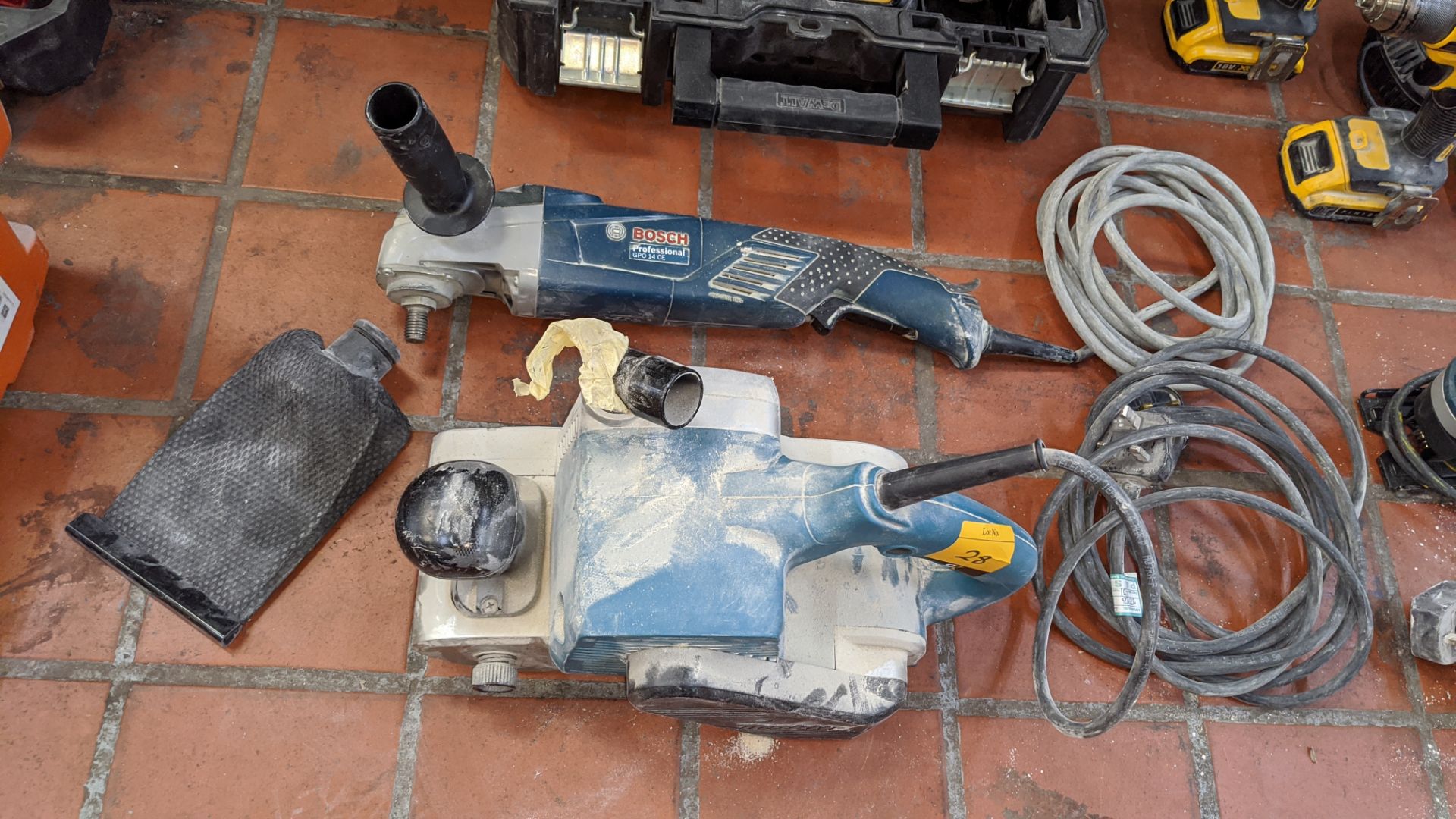 Pair of power tools comprising Makita model 9403 belt sander plus Bosch professional GPO14CE angle - Image 2 of 6