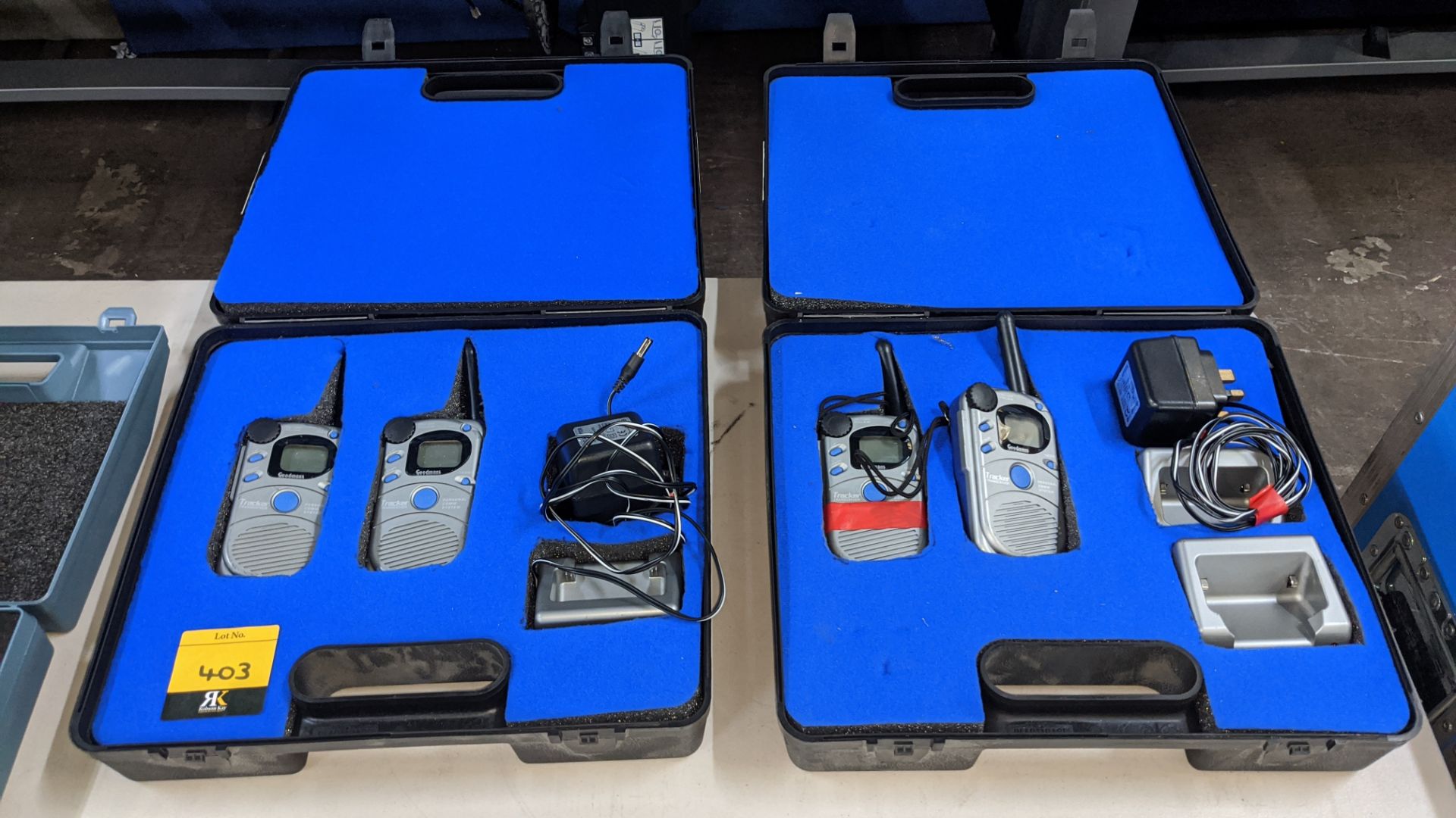 2 off twin walkie talkie packs including charging equipment & cases as pictured Lots 51 - 480