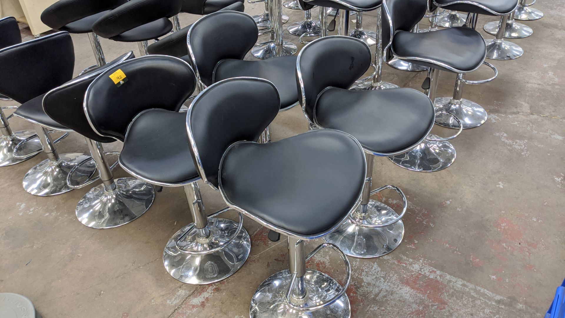 4 off black leather/leather look & chrome upholstered stools Lots 51 - 480 comprise the total assets