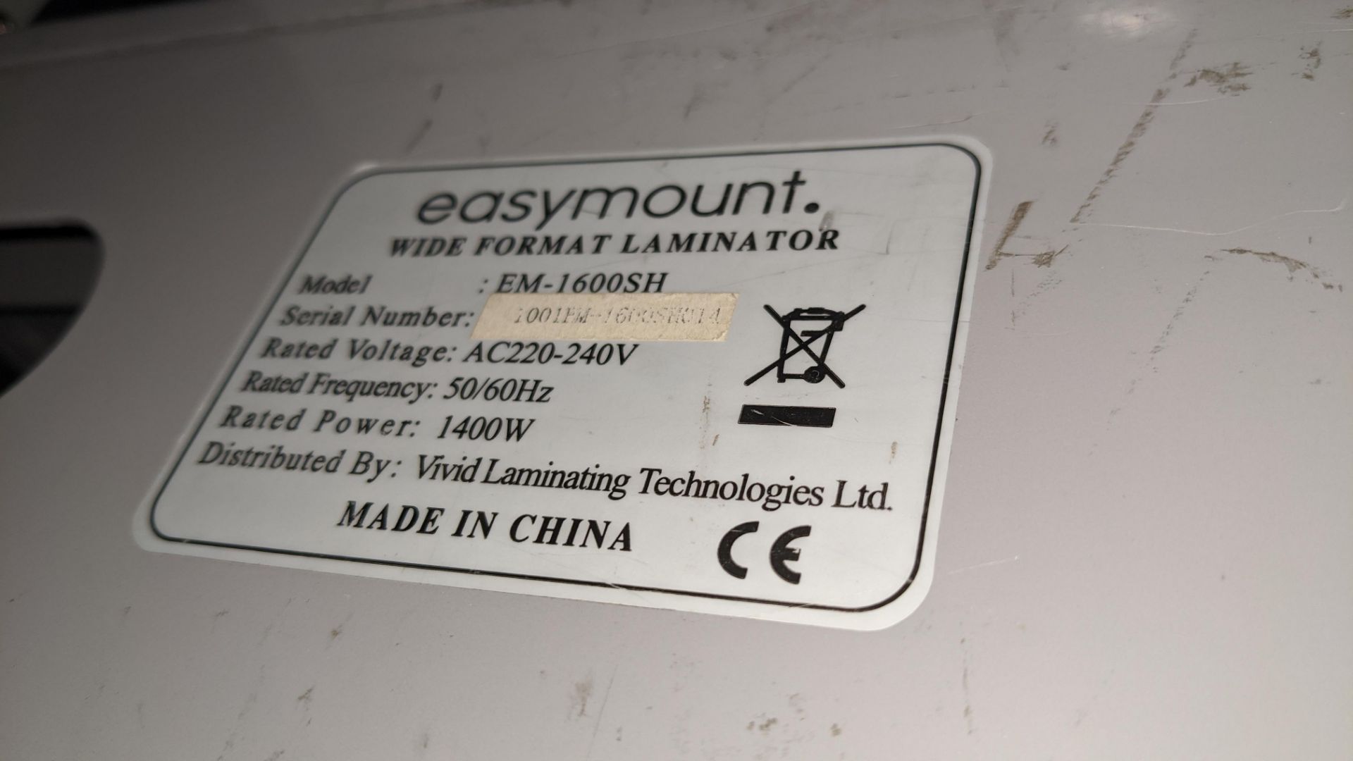 Easymount laminator model EM-1600SH including optional motorised tape-up unit & foot pedal Lots 40 - - Image 9 of 9